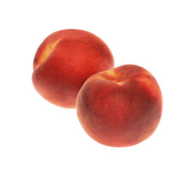 Fototapeta na wymiar Delicious fresh ripe peaches isolated on white