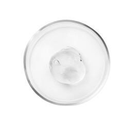 Fototapeta na wymiar Petri dish with liquid isolated on white, top view