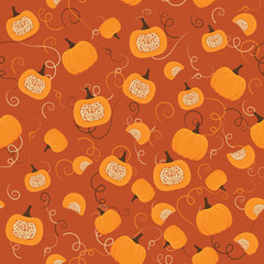 vector seamless pattern with pumpkins. pattern for halloween