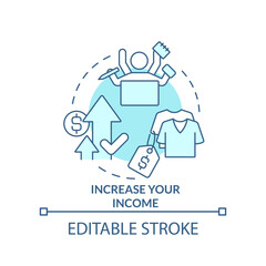 Increase your income turquoise concept icon. Change job for better pay. Budgeting abstract idea thin line illustration. Isolated outline drawing. Editable stroke. Arial, Myriad Pro-Bold fonts used