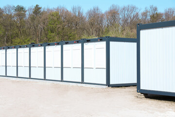 New modular houses for internally displaced persons outdoors