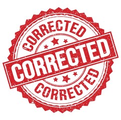 CORRECTED text on red round stamp sign