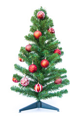 Christmas tree decorated separately on a white background.