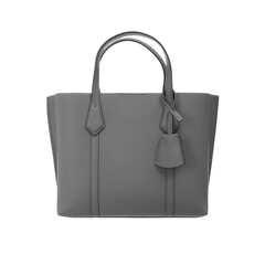 Gray leather women's handbag with handles