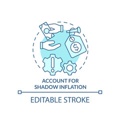 Account for shadow inflation turquoise concept icon. Consumers deal with inflation abstract idea thin line illustration. Isolated outline drawing. Editable stroke. Arial, Myriad Pro-Bold fonts used