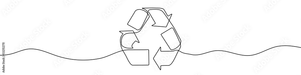 Canvas Prints continuous one line drawing recycling symbol. recycling linear icon. ecology concept. vector illustr