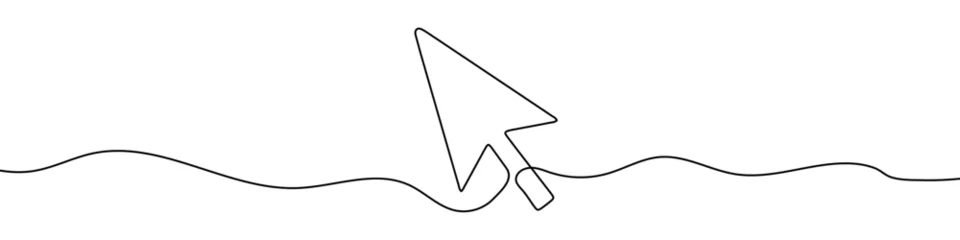 Foto auf Acrylglas Eine Linie Kontinuierliches Zeichnen des Cursorpfeils. Einzeiliges Symbol des Cursorpfeils. Ein Strichzeichnungshintergrund. Vektor-Illustration. Cursorpfeil-Symbol