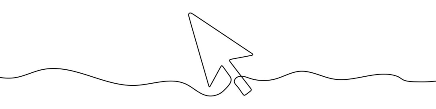 Continuous Drawing Of Cursor Arrow. One Line Icon Of Cursor Arrow. One Line Drawing Background. Vector Illustration. Cursor Arrow Icon