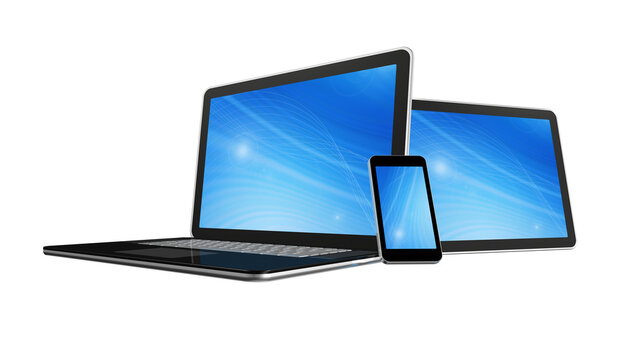 Laptop, mobile phone and digital tablet pc