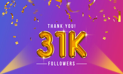 Thank you, 31k or thirty-one thousand followers celebration design, Social Network friends,  followers celebration background