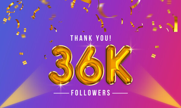 Thank you, 36k or thirty-six thousand followers celebration design, Social Network friends,  followers celebration background