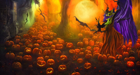 Obraz na płótnie Canvas Halloween Art Colorful Dynamic Beautiful Lighting