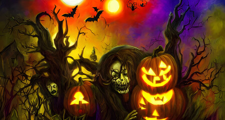 Halloween Art Colorful Dynamic Beautiful Lighting