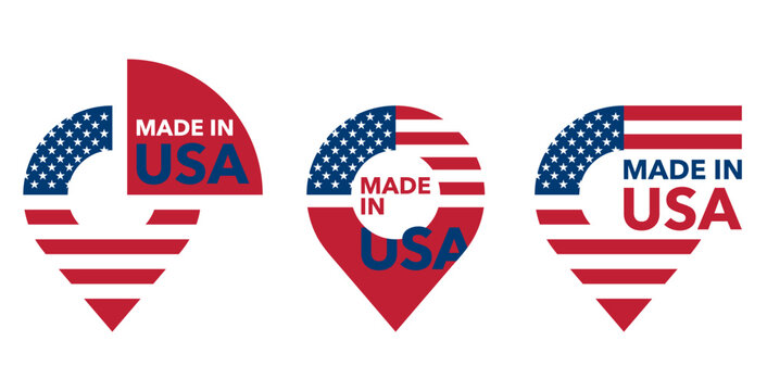 Made in USA Badges in location pin shape