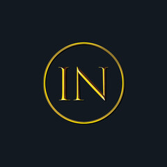 Luxury Initial letters IN monogram. Suitable for tattoo studio, salon, boutique, hotel, college, retro, interlock style