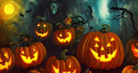 Naklejka premium Halloween Art Colorful Dynamic Beautiful Lighting