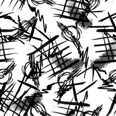 Abstract seamless background. Strokes made with ink. Vector. Hand drawing.