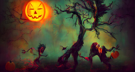 Halloween Art Colorful Dynamic Beautiful Lighting