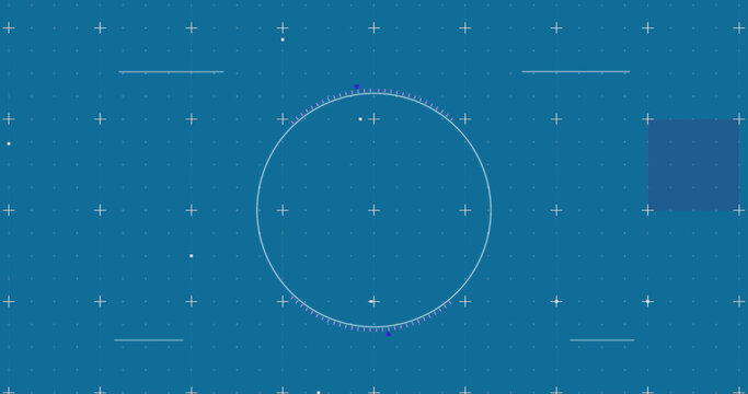 Image of scope scanning over globe and 5g text on blue background