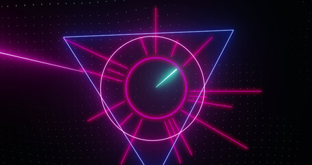 Images of moving lights and colorful shapes over black background
