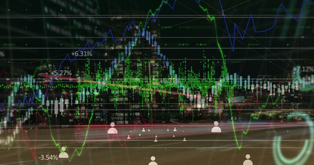 Image of data processing over cityscape