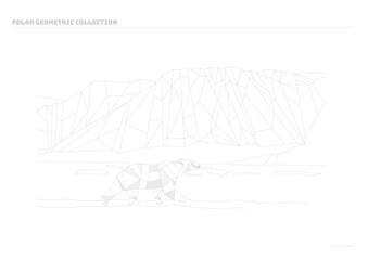 Geometric design _ bear walking on iceberg landscape