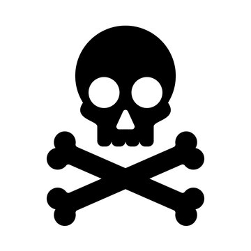 skull and cross bones logo icon flat vector illustration clipart
