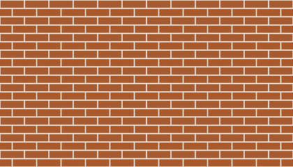Red brick wall background. Geometric seamless pattern texture. Simple flat vector, arranged rectangular shape. Illustration of brown concrete brick, building materials, house walls. For backdrops.