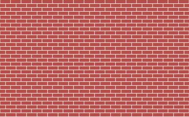 Red brick wall background. Geometric seamless pattern texture. Simple flat vector, arranged rectangular shape. Illustration of brown concrete brick, building materials, house walls. For backdrops.