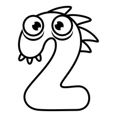 2.Funny Monsters Colorful Numbers, Cute Fantasy Aliens in the Shape of Numerals. Cartoon numbers from 0 to 9 icons are made in the form of human figures with big eyes and face. Arabic numerals. Vector