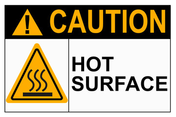 Caution sign for hot surface