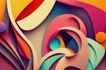 Colorful abstract shapes background, 3d render, 3d illustration