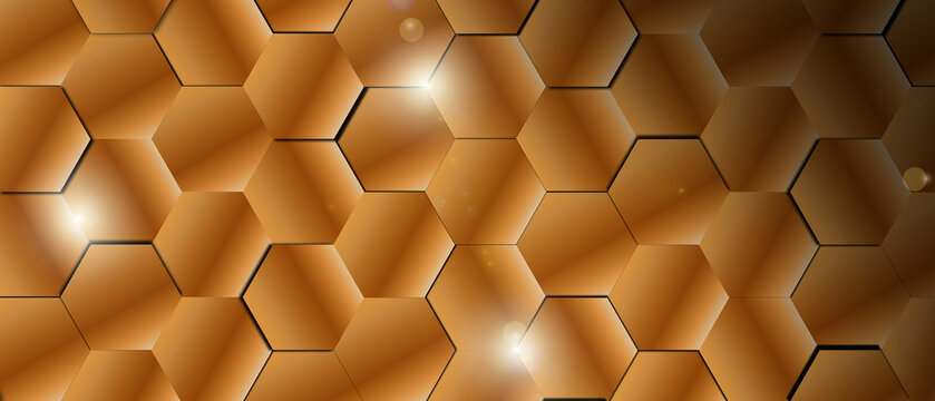 Abstract Gold Hexagon Shapes And Luxury Pattern Background