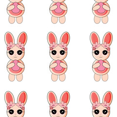 Vector seamless pattern with bunnies for Easter