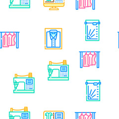 factory sewing sew machine vector seamless pattern thin line illustration