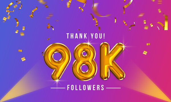 Thank you, 98k or ninety-eight thousand followers celebration design, Social Network friends,  followers celebration background