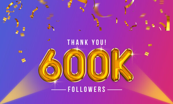 Thank you, 600k or six hundred thousand followers celebration design, Social Network friends,  followers celebration background