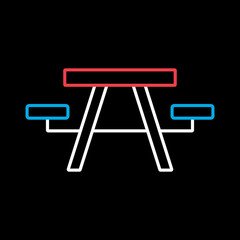 Camping table wooden park bench vector icon