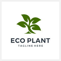 green life eco plant logo design concept