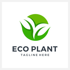 Fototapeta premium green life eco plant logo design concept
