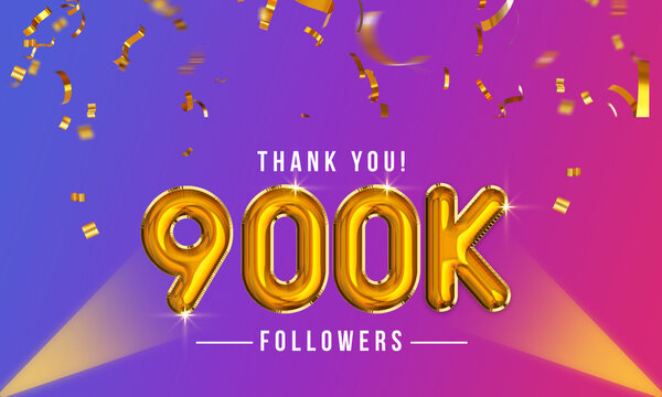 Thank you, 900k or nine hundred thousand followers celebration design, Social Network friends,  followers celebration background