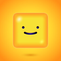 Square Emoticon. Yellow Emoji faces emoticon smile, digital smiley expression emotion feelings, chat cartoon emotes. Vector illustration icons