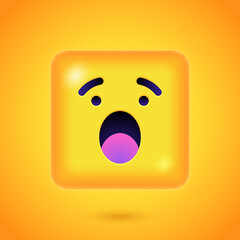 Square Emoticon. Yellow Emoji faces emoticon smile, digital smiley expression emotion feelings, chat cartoon emotes. Vector illustration icons