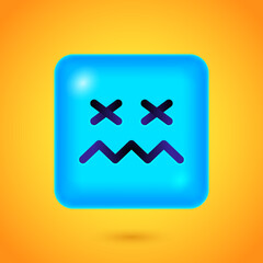 Fototapeta premium Square Emoticon. Yellow Emoji faces emoticon smile, digital smiley expression emotion feelings, chat cartoon emotes. Vector illustration icons