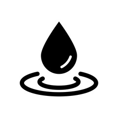 Fototapeta premium Water Drop Silhouette Icon. Water Droplet and Splash Black Icon. Vector Isolated Illustration