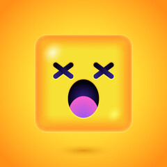 Square Emoticon. Yellow Emoji faces emoticon smile, digital smiley expression emotion feelings, chat cartoon emotes. Vector illustration icons