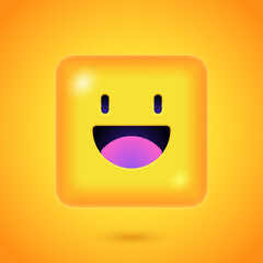 Square Emoticon. Yellow Emoji faces emoticon smile, digital smiley expression emotion feelings, chat cartoon emotes. Vector illustration icons