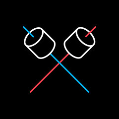 Marshmallow on wooden stick vector icon