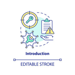 Introduction concept icon. Identification of key problems. Case drafting abstract idea thin line illustration. Isolated outline drawing. Editable stroke. Arial, Myriad Pro-Bold fonts used