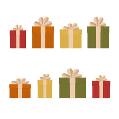 Present gift box icon. Gift box vector cartoon set. Illustration of isolated cartoon icon gift box with ribbon. Vector illustration set christmas present. Holiday decoration.